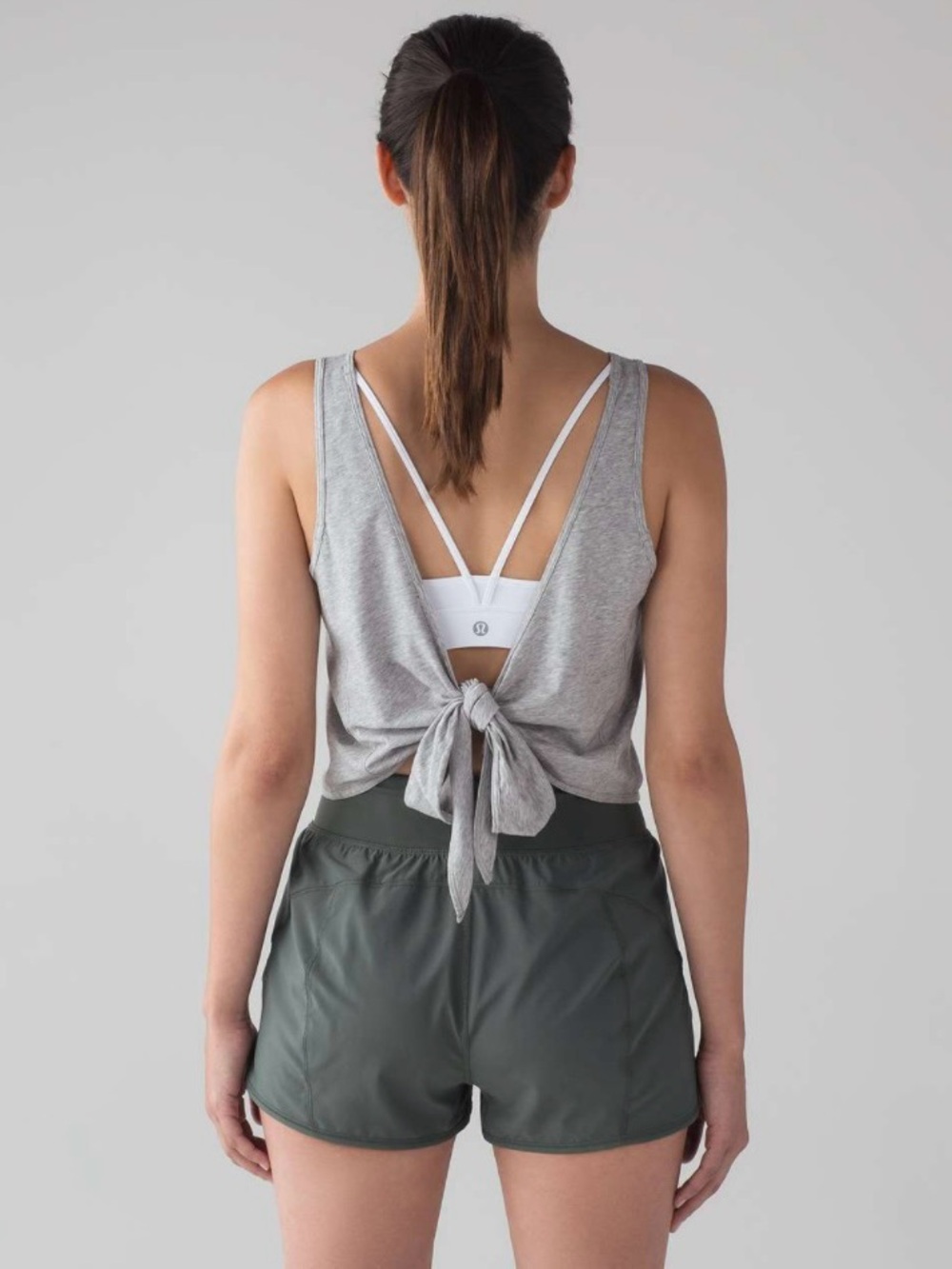 Lululemon It’s A Tie Tank Top Crop Heathered Core Grey 4? Pima Cotton Wrap